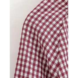 Women Clothing Simple Casual Long Sleeve Stand Collar Adjustable Lace up Plaid Coat