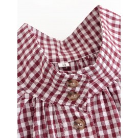 Women Clothing Simple Casual Long Sleeve Stand Collar Adjustable Lace up Plaid Coat
