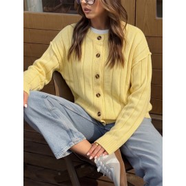 Autumn Winter Fresh Korean Solid Color Rib Fabric Sweater Coat for Women