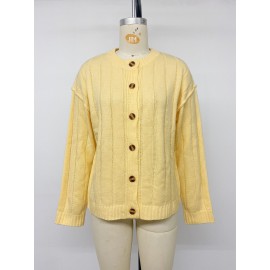 Autumn Winter Fresh Korean Solid Color Rib Fabric Sweater Coat for Women