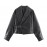 Women Clothing Autumn Winter Casual Long Sleeved Collared Faux Leather Buckle Coat