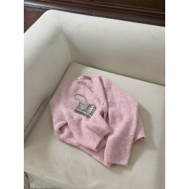 Wind Women Wool Cardigan Spring Autumn Loose round Neck Knitted Short Coat Soft Long Sleeve Sweater