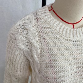 Round Neck Long Pattern Twisted Dress Sweater Twist Knitted Sweater Autumn Winter Loose Sweater