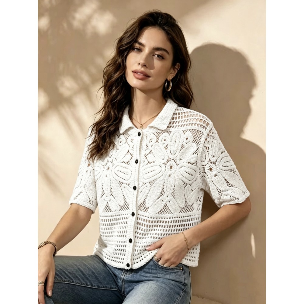 Women Knitted Summer Cropped Cardigan