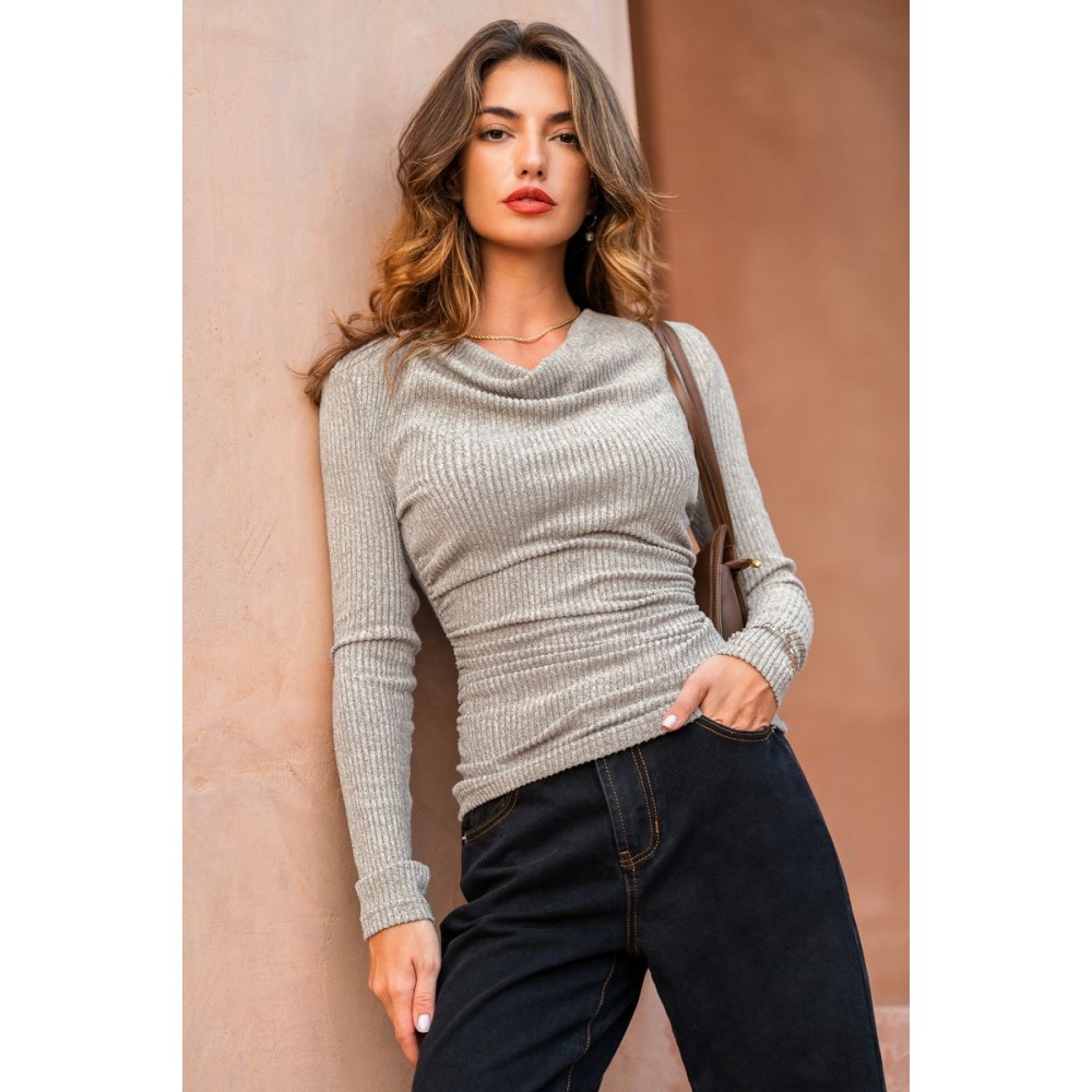 Feeling Feisty Grey Knit Top