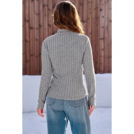 Friday Night Grey Ribbed Thermal Top