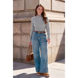 Friday Night Grey Ribbed Thermal Top