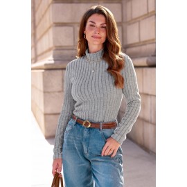 Friday Night Grey Ribbed Thermal Top